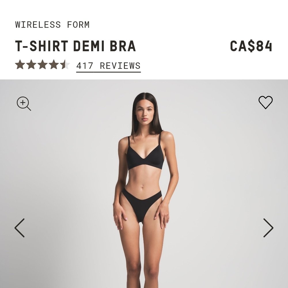 NWT 38C SKIMS Black Wireless T-Shirt Demi Bra